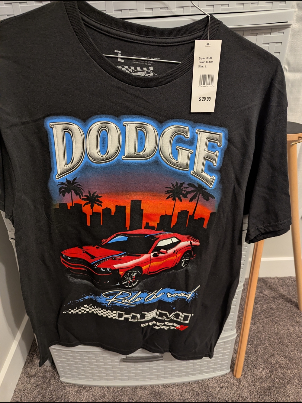 Graphic Muscle Car T‑Shirt - Black with Red Car